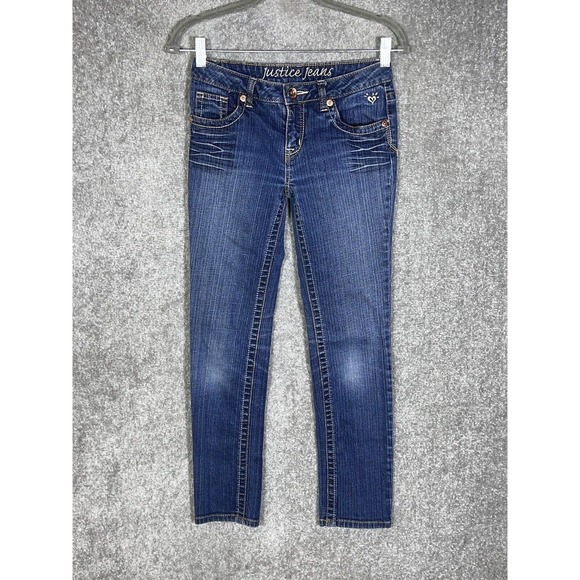 Justice Simply Low Jeans Blue Girls Size 12 Regular Stretch Straight Leg Pockets - Picture 1 of 11